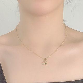 Rhinestone Gourd Necklace Al2642 - Gold - One Size