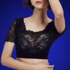 Lace Short-sleeve Crop Top