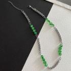 Beaded Chain Necklace Green & Silver - One Size