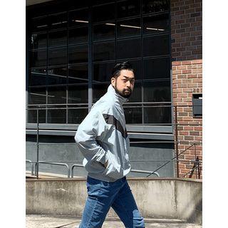 Letter-printed Piped Oversized Windbreaker