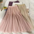 Elastic High-waist Mesh Midi Skirt In 8 Colors