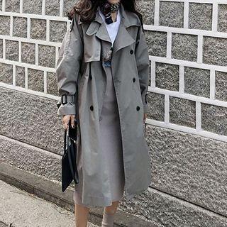 Long Double-breasted Trench Coat