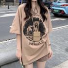 Elbow-sleeve Unicorn Print T-shirt / Tank Top