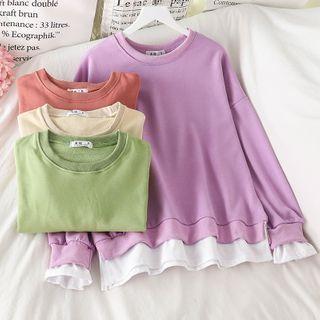 Mock Two-piece Loose-fit Sweatshirt - 4 Colors
