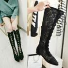 Lace-up Crochet Lace Tall Boots