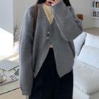Slit Plain Cardigan Gray - One Size
