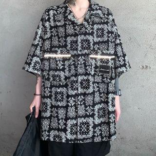 Couple Matching Elbow-sleeve Paisley Print Shirt