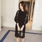 Puff-sleeve Eyelet Lace Sheath Dress