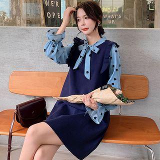 Long-sleeve Heart Panel Knit Dress