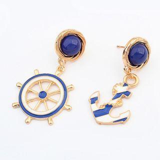 Anchor And Rudder Non-matching Drop Earrings