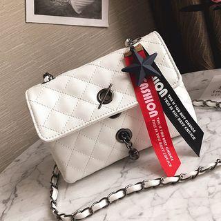 Lettering Strap Quilted Cross Bag