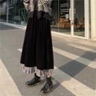 Midi Layered Velvet Skirt Black - One Size