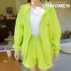 Plus Size Set: Zip Hoodie + Sweat Shorts