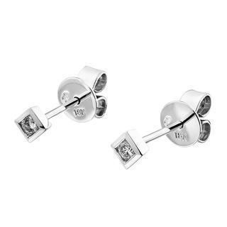18k White Gold Square Shaped Bezel Set Diamond Solitaire Stud Earrings (0.09 Cttw)
