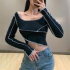 Long Sleeves Irregular Forms Cropped Top