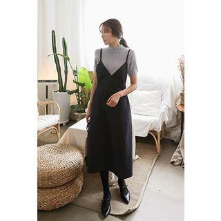 Spaghetti-strap A-line Midi Pinafore Dress