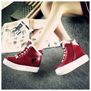 Platform Hidden Wedge Lace Up Sneakers