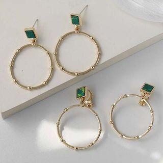 Hoop Drop Sterling Silver Ear Stud / Clip-on Earring