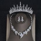 Set: Wedding Faux Crystal Tiara + Dangle Earring + Necklace