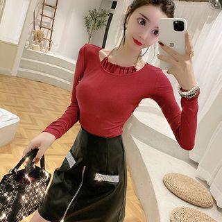 Halter Knit Top / Faux Leather Skirt