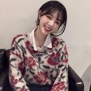 Floral Print Sweater As Shown In Figure - One Size