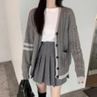 Cable Knit Cardigan / Pleated Skirt