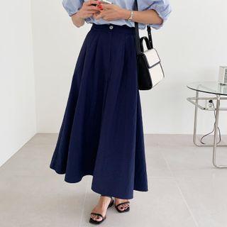 Pintuck-front Long Skirt
