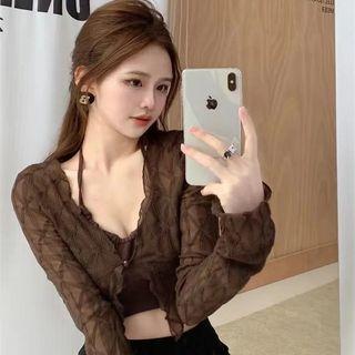 Halter Cropped Camisole Top / Cardigan / Set