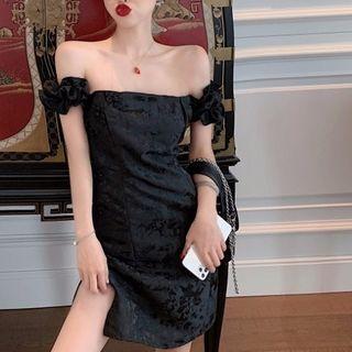 Embroidered Off-shoulder Mini Dress