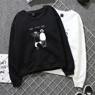 Couple Matching Fleece-lined Printed Sweatshirt