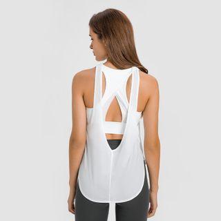 Mock Two-piece Sleeveless Sports Top