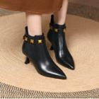 Pointed Studded Kitten Heel Ankle Boots