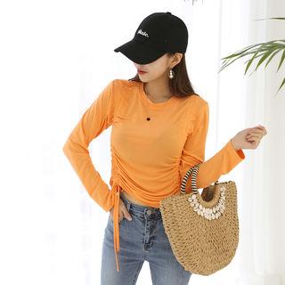 Tie-side Shirred T-shirt