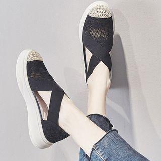 Platform Lace Panel Sandals