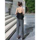 Open-back Tie-waist Chiffon Top / Straight-cut Pants