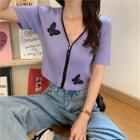 Butterfly Zip Short-sleeve Top