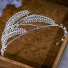 Rhinestone Feather Wedding Tiara 1pc - Silver - One Size