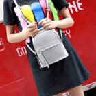 Faux-leather Stitched Zip Mini Backpack