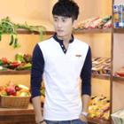 Split-neck Panel Long-sleeve T-shirt