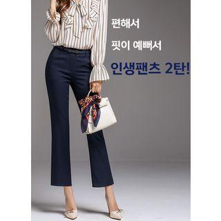 Textured Semi Boot-cut Dress Pants
