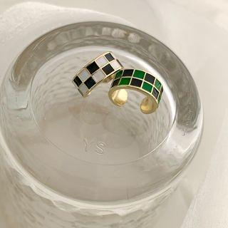Checker Glaze Alloy Cuff Earring