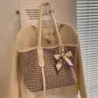 Plaid Tote Bag Off-white - One Size