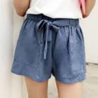 Wide-leg Short Pants With Sash