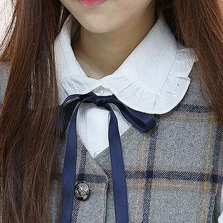 Frill-collar Detachable-ribbon Shirt