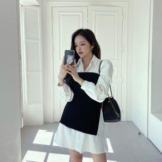 Slit-side Ribbed Knit Tube Top Black - One Size