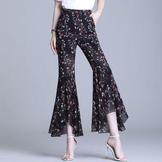 High-waist Chiffon Bell-bottom Pants