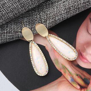 925 Sterling Silver Rhinestone Acrylic Drop Earring 1 Pair - 138813 - One Size