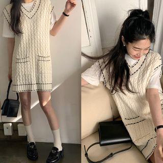 Stitch Cable-knit Vest Dress Ivory - One Size