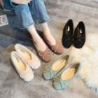 Alloy Bow Faux Fur Flats