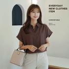 Cap-sleeve Shirred Shirt